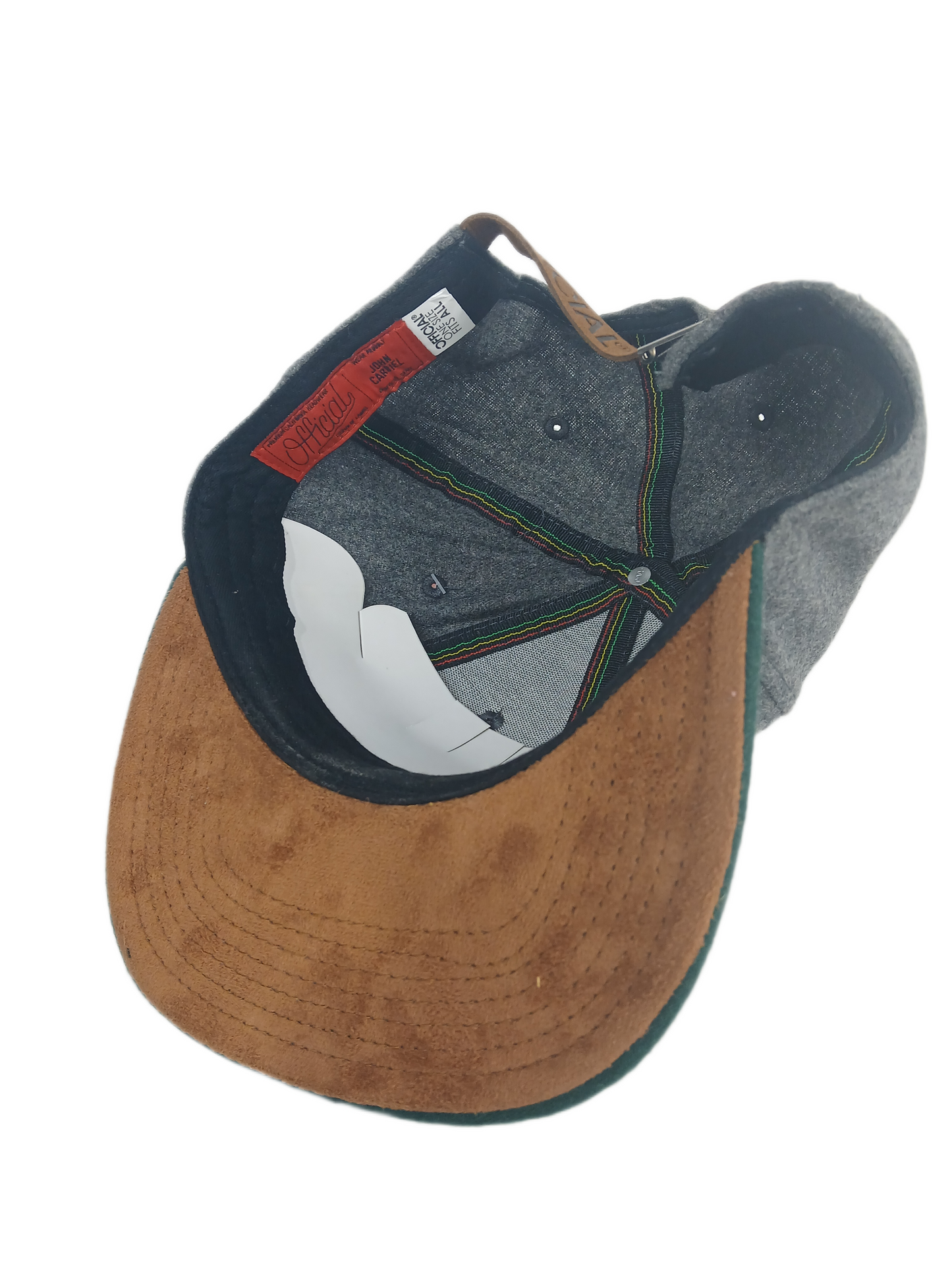 Official Premium John Cardiel All Hail Triangles Rasta Grey Green Wool Size One Size Fits All Vintage Leather Strapback Hat