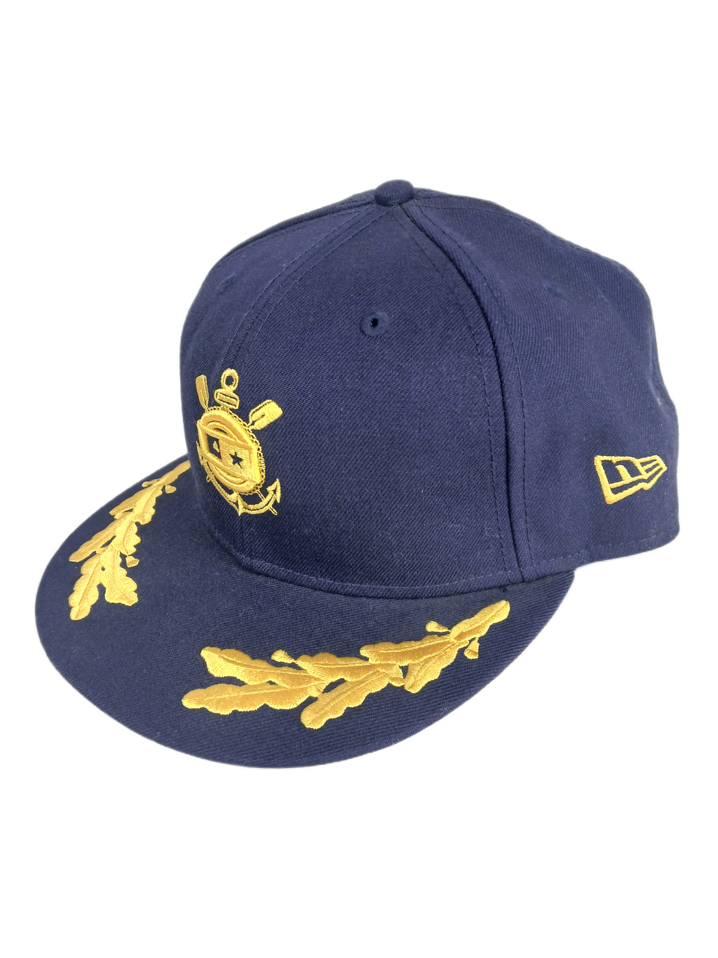 Fourstar X New Era 59Fifty 4Star Navy Gold Ship Coat Of Arms Anchor & Leaves Size 7 55.8cm Vintage Fitted Hat