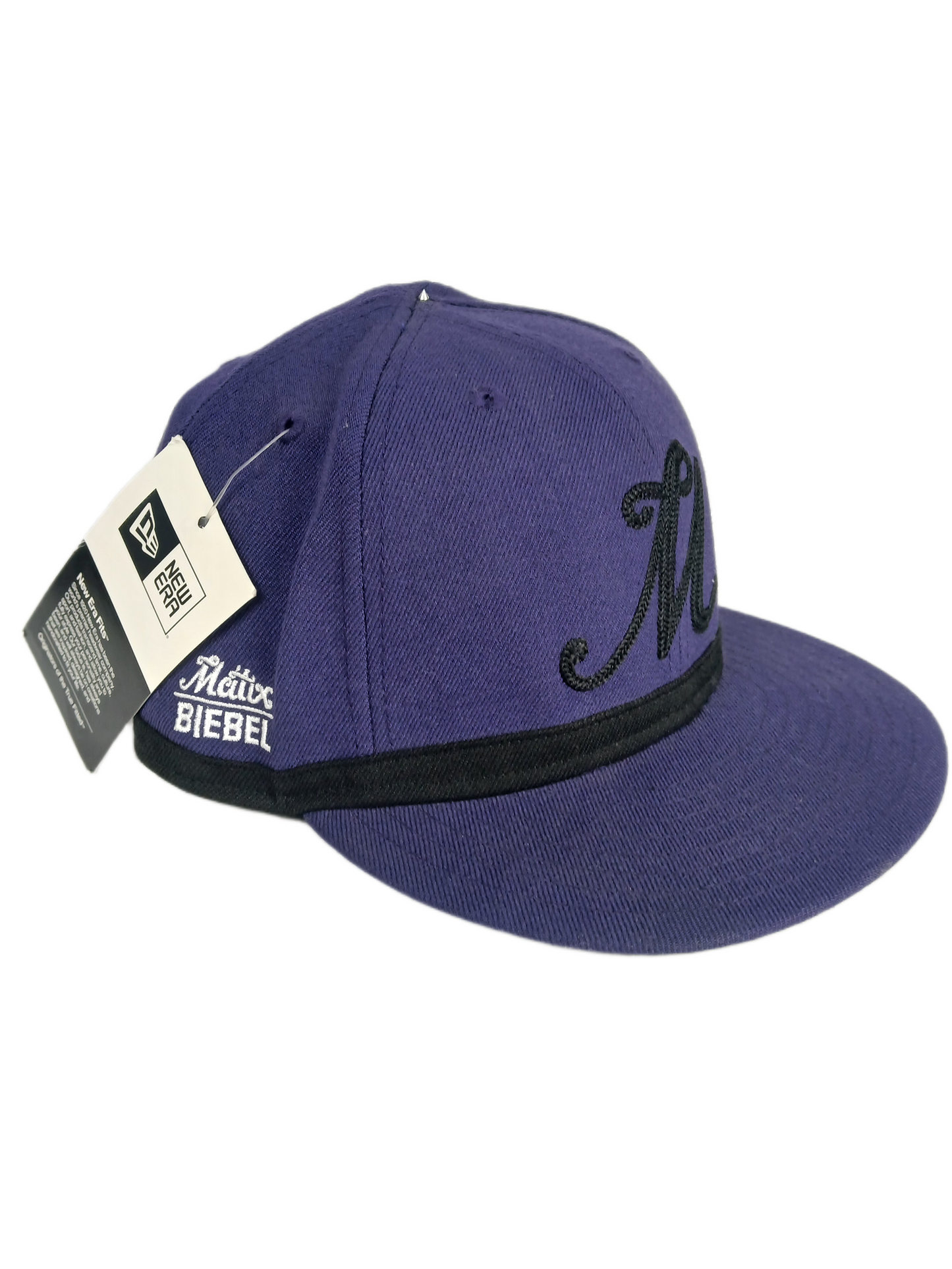 Matix X New Era 59Fifty Brandon Biebel Signature Beezy Purple Black M Initial Front BB Initials Back Size 7 1/2 59.6cm Vintage Fitted Hat