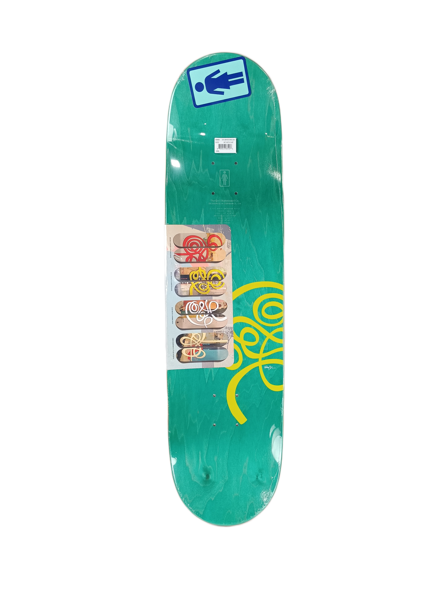 Girl Rowan Davis Swirl Series Andy Jenkins 30 Years Raised Embossed Graphic Size 8.5" Vintage NOS Deck
