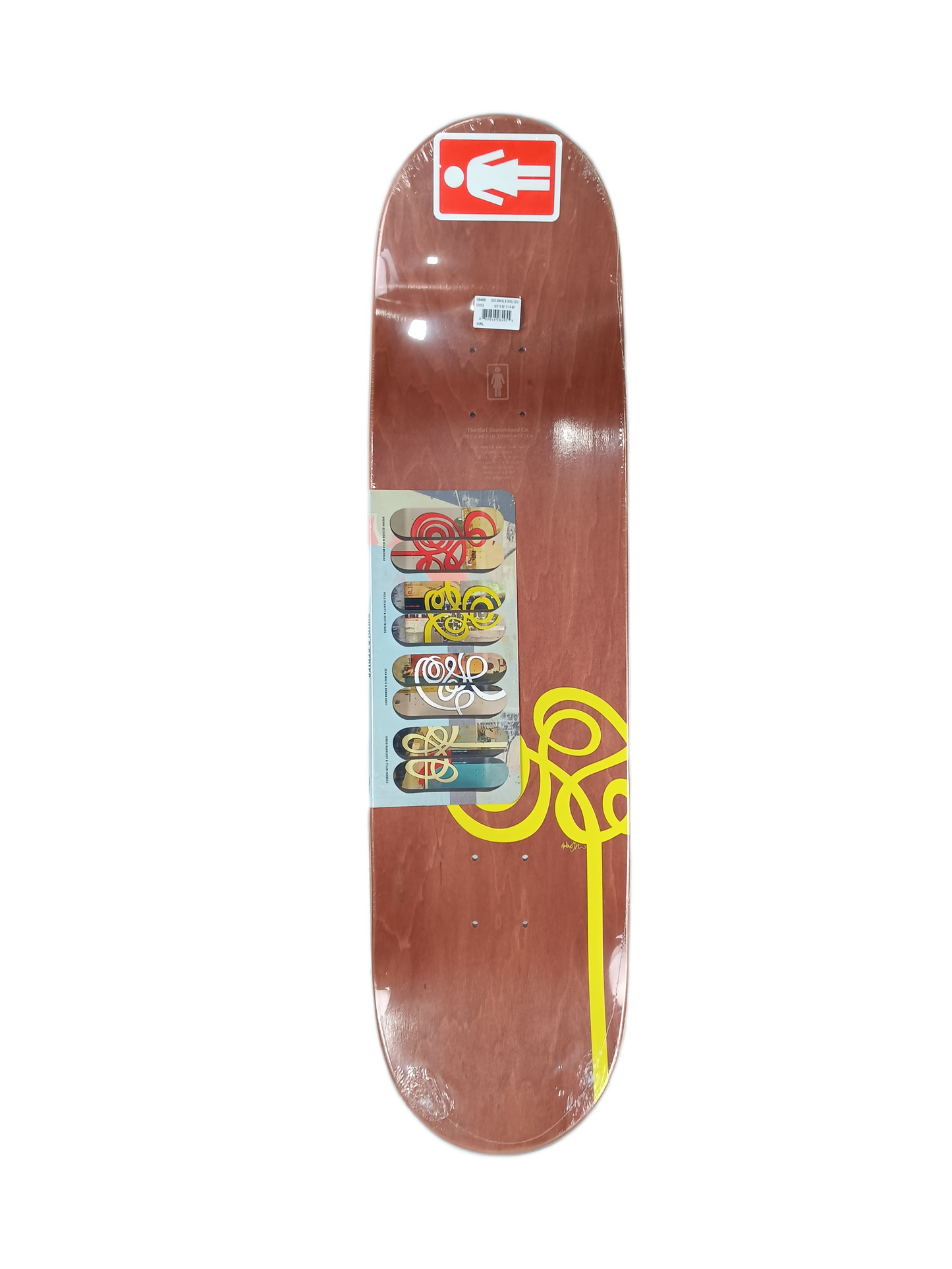 Girl Griffin Gass Swirl Series Andy Jenkins 30 Years Raised Embossed Graphic Multi Yellow Size 8.5" Vintage NOS Deck