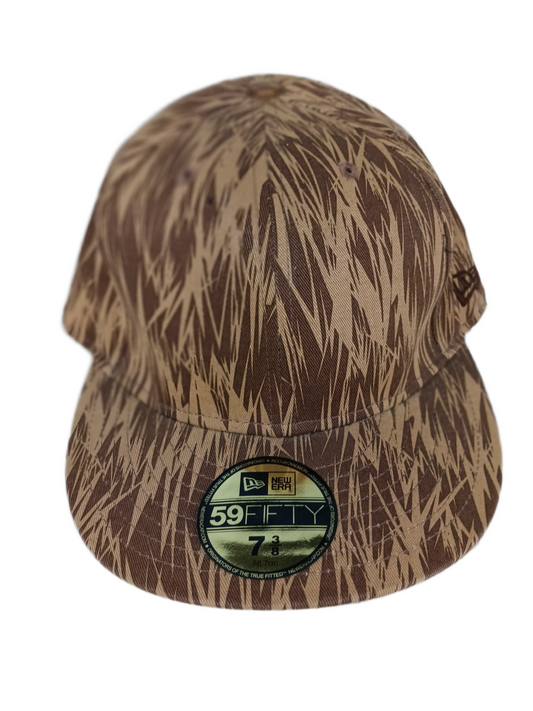 The Hundreds X New Era 59Fifty Thrashed Brown Tan Green Bomb Back Logo Size 7 3/858.7cm Vintage Fitted Hat