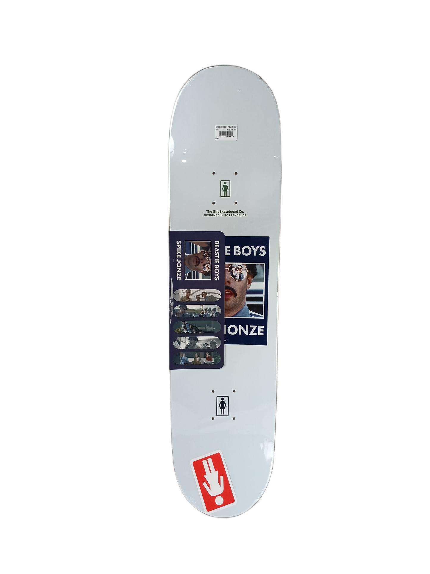 Girl x Beastie Boys Spike Jonze Beards #5 White Multi Size 8.25" Vintage NOS Deck