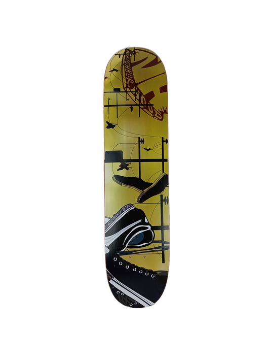 Neighborhood Julio De La Cruz Shoes On Telephone Wire Olive Black White Size 7.4" Vintage NOS Deck