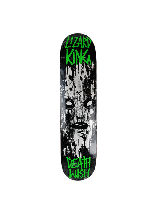 Deathwish Lizard King Sketchy Face Black White Green Yellow Top Size 7.5" Vintage NOS Deck