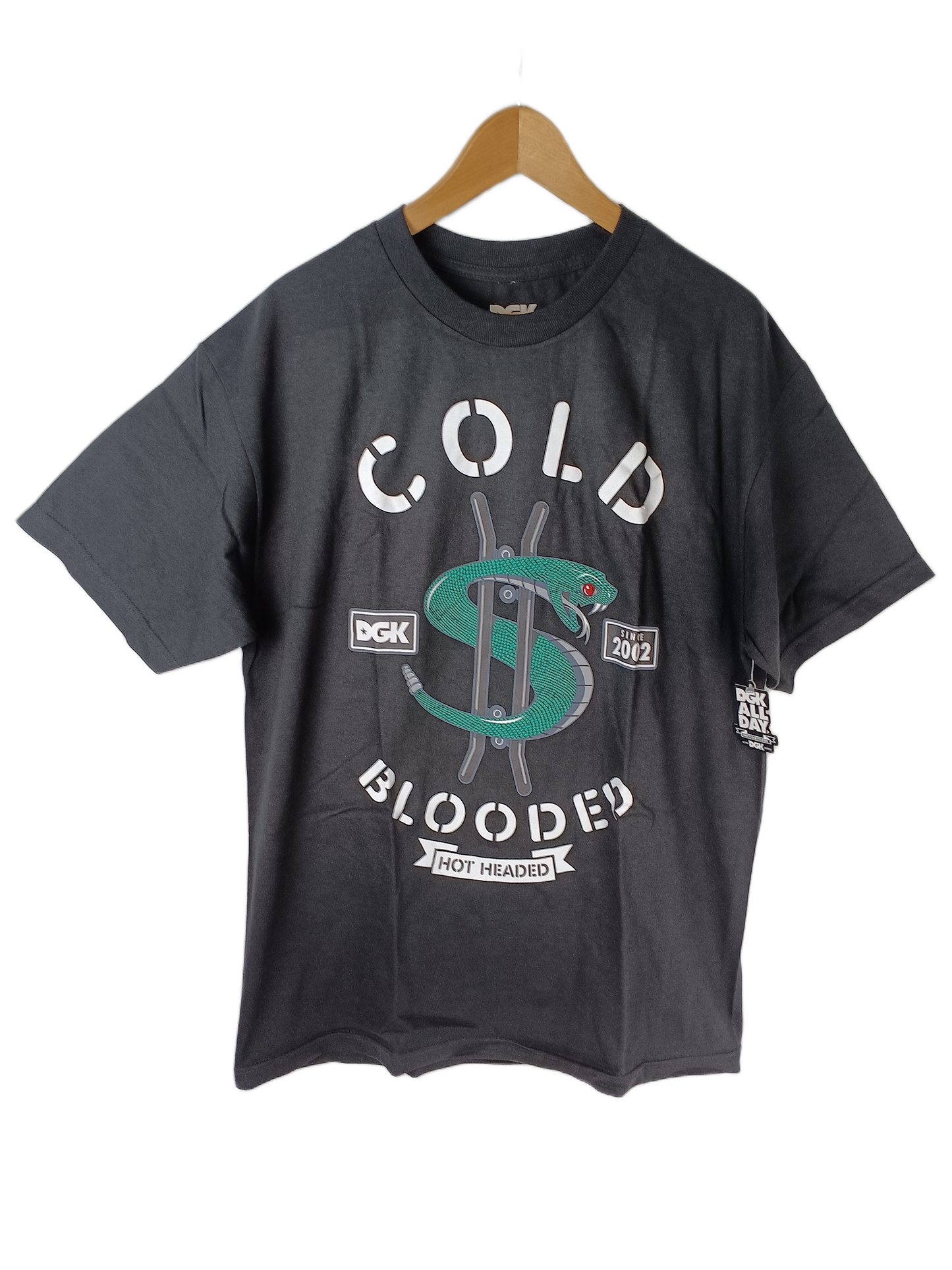 DGK Cold Blooded Since 2002 Snake Black Green Mens Size L S/s Vintage Shirt
