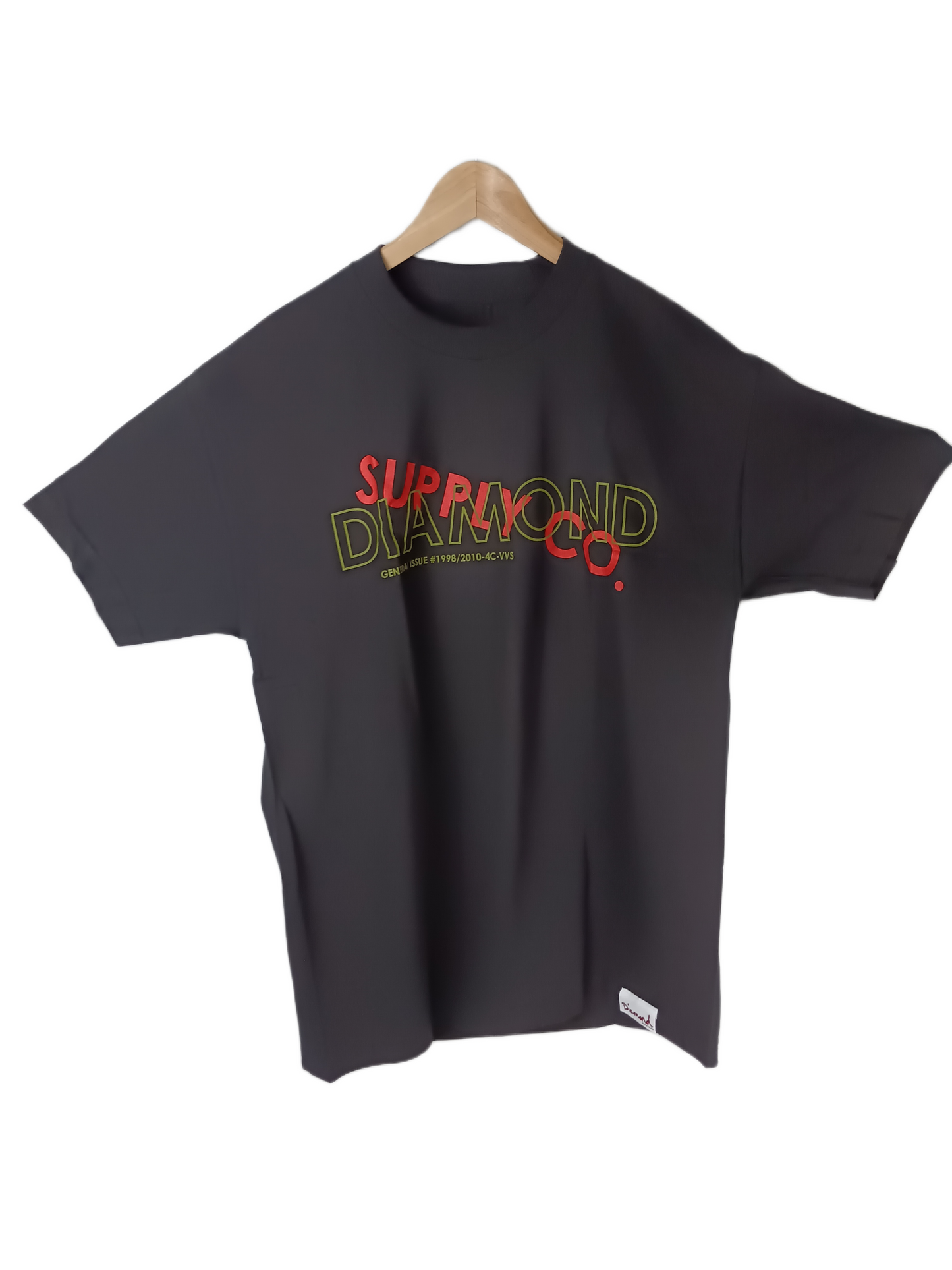 Diamond General Issue Black Red Olive Mens Size L S/s Vintage Shirt