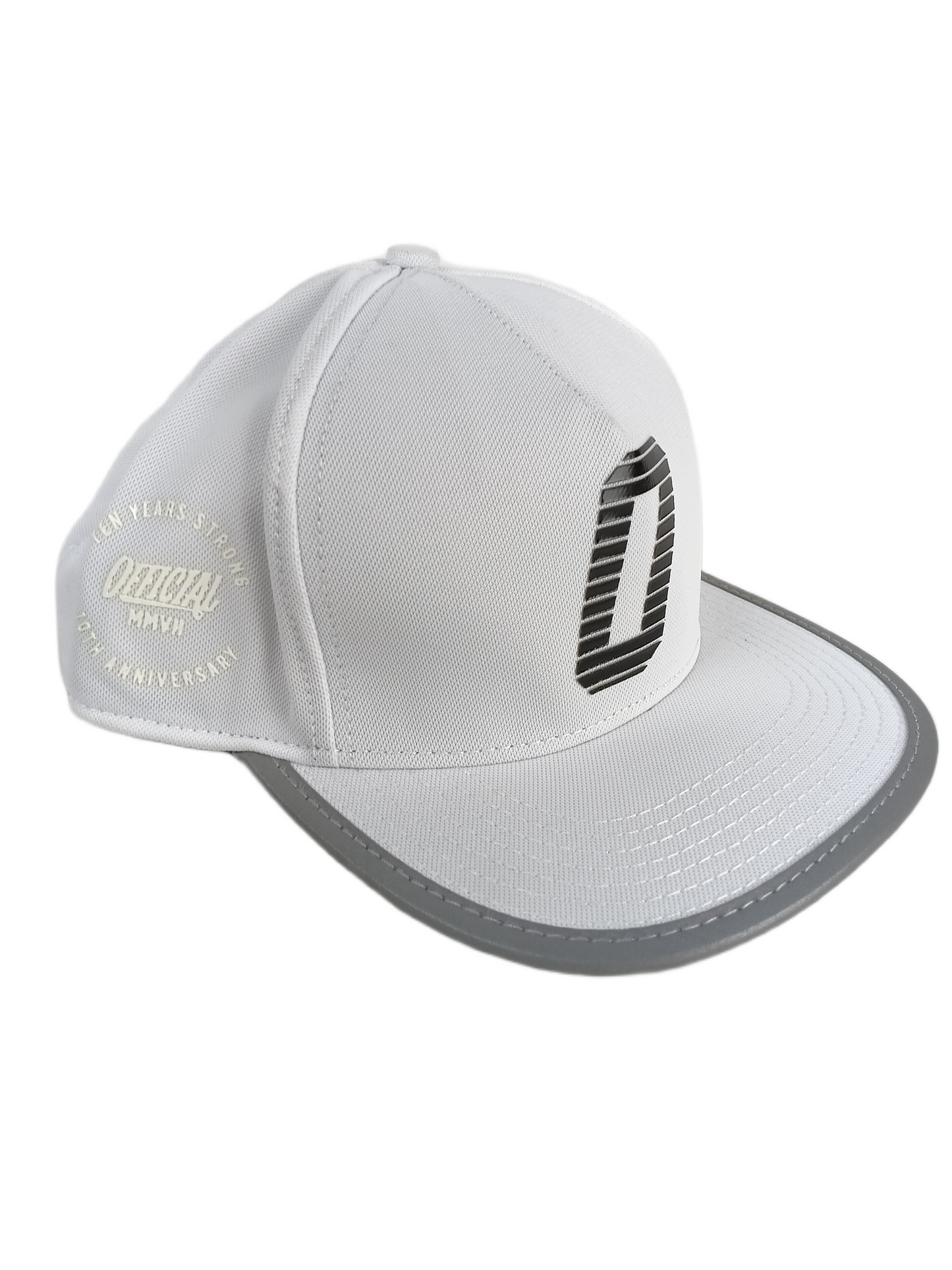 Official MMVII Ten Years Strong O Logo White Black Silver Lined Brim One Size Fits All Vintage Strapback Hat