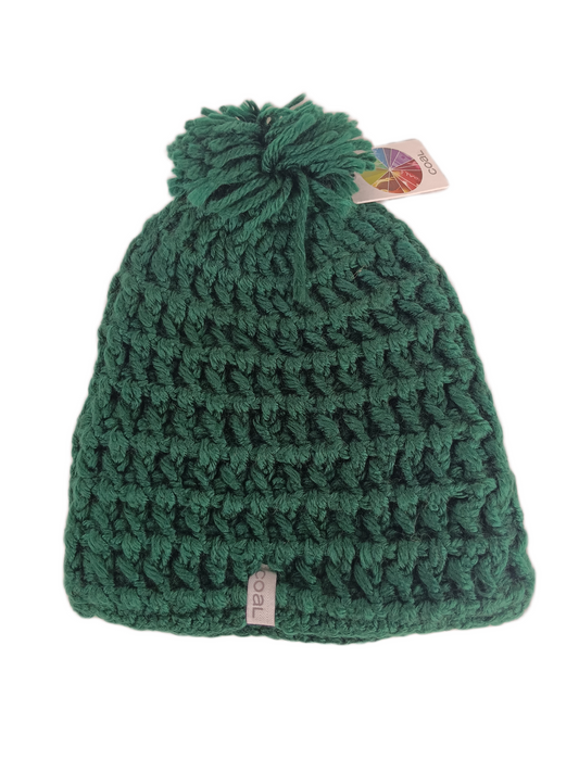 Coal COAL The Waffle Forrest Green One Size Fits all Vintage Heavy Wool Knit Pom Beanie