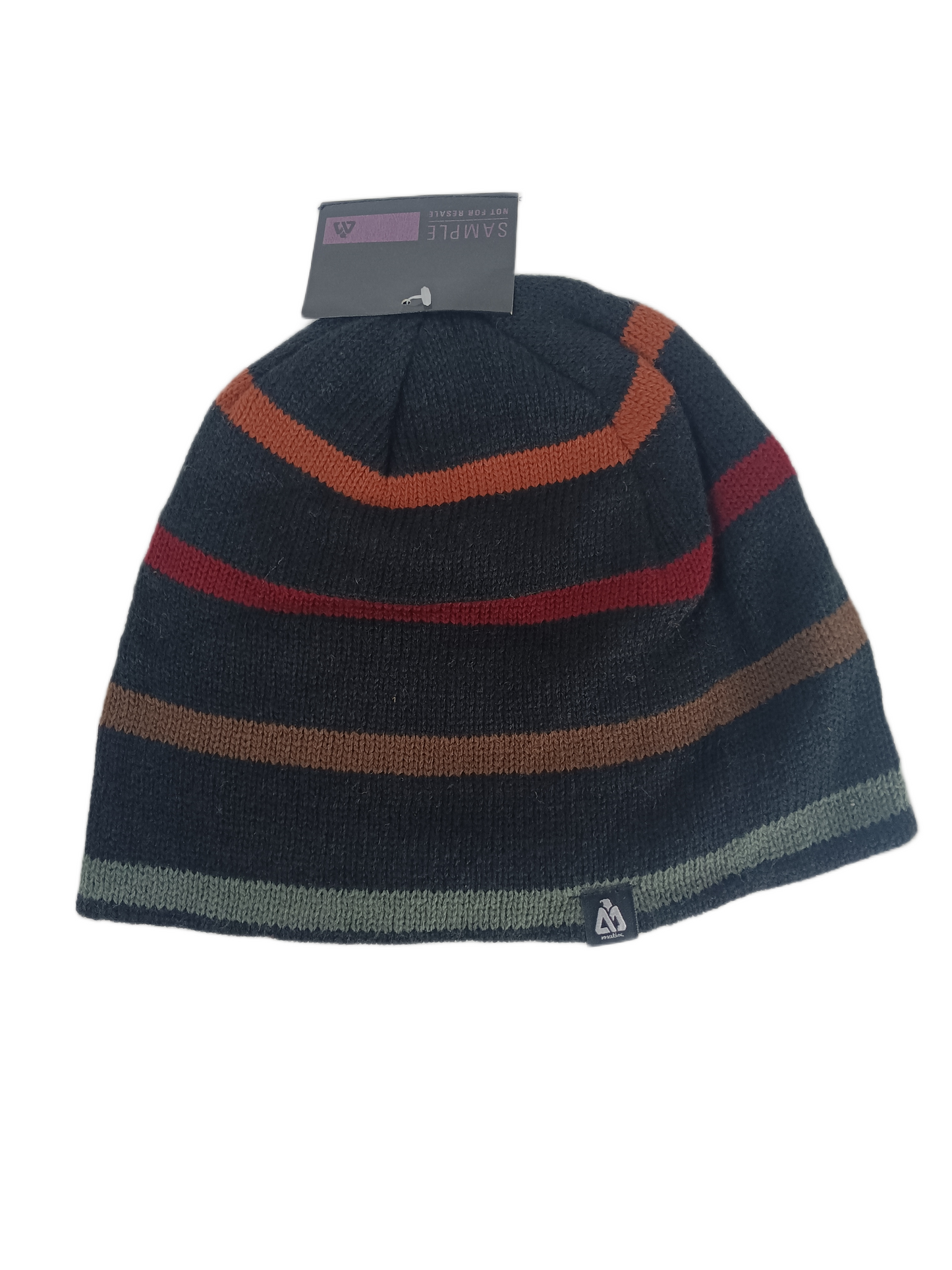 Matix Roughen Black Multi Striped One Size Fits All Vintage Knit Beanie