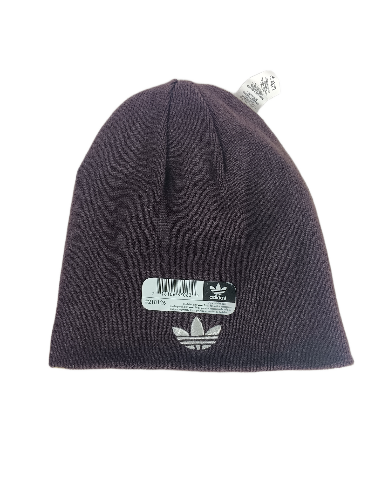 Adidas Leaves Logo All Over Print Olive Brown Silver One Size Fits All Vintage Reversible Beanie