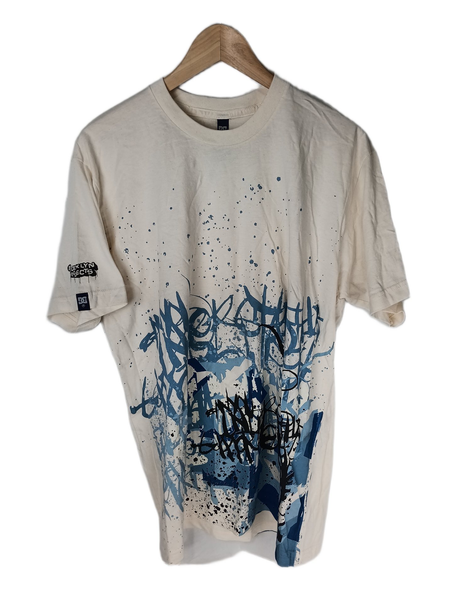 DC X Brooklyn Projects Graffiti Cream Multi Mens Size L S/s Vintage Shirt