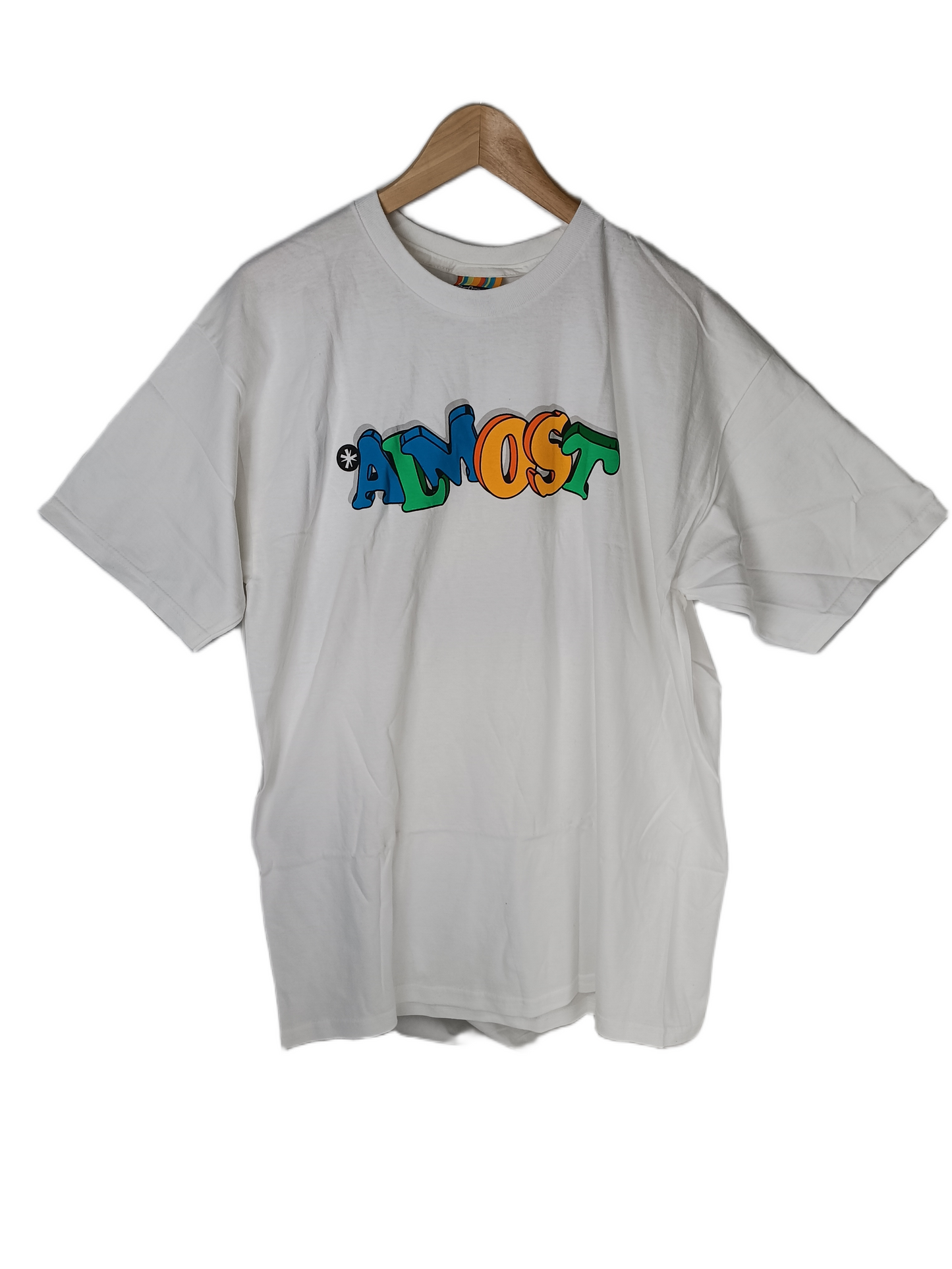 Almost Drop Out White Multi Mens Size L S/s Vintage Shirt