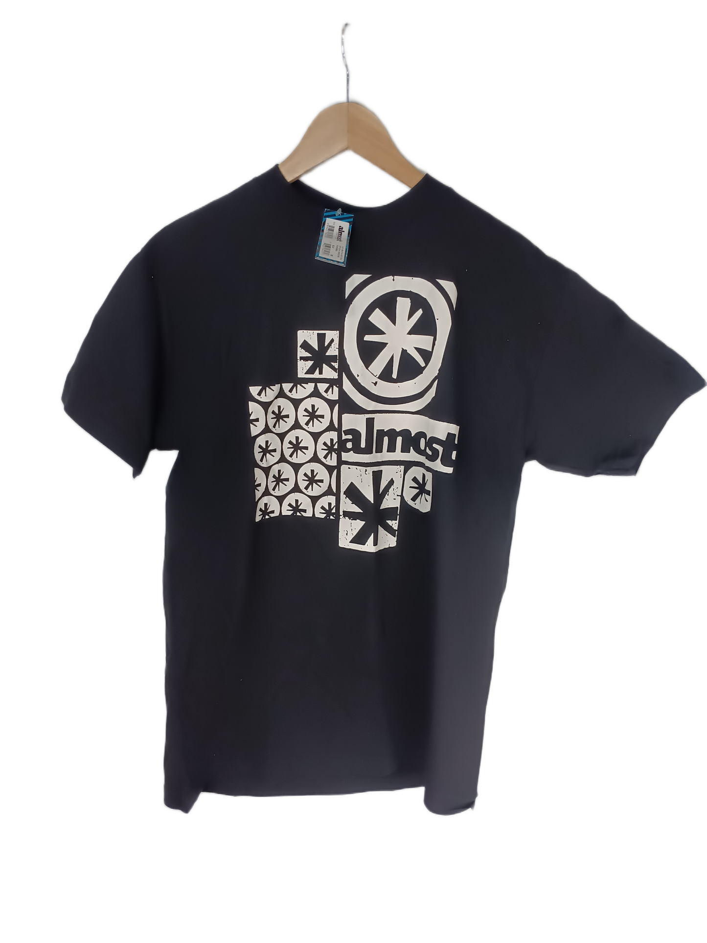 Almost Almost Asteriks Logo Black White Mens Size M S/s Vintage Shirt 2004