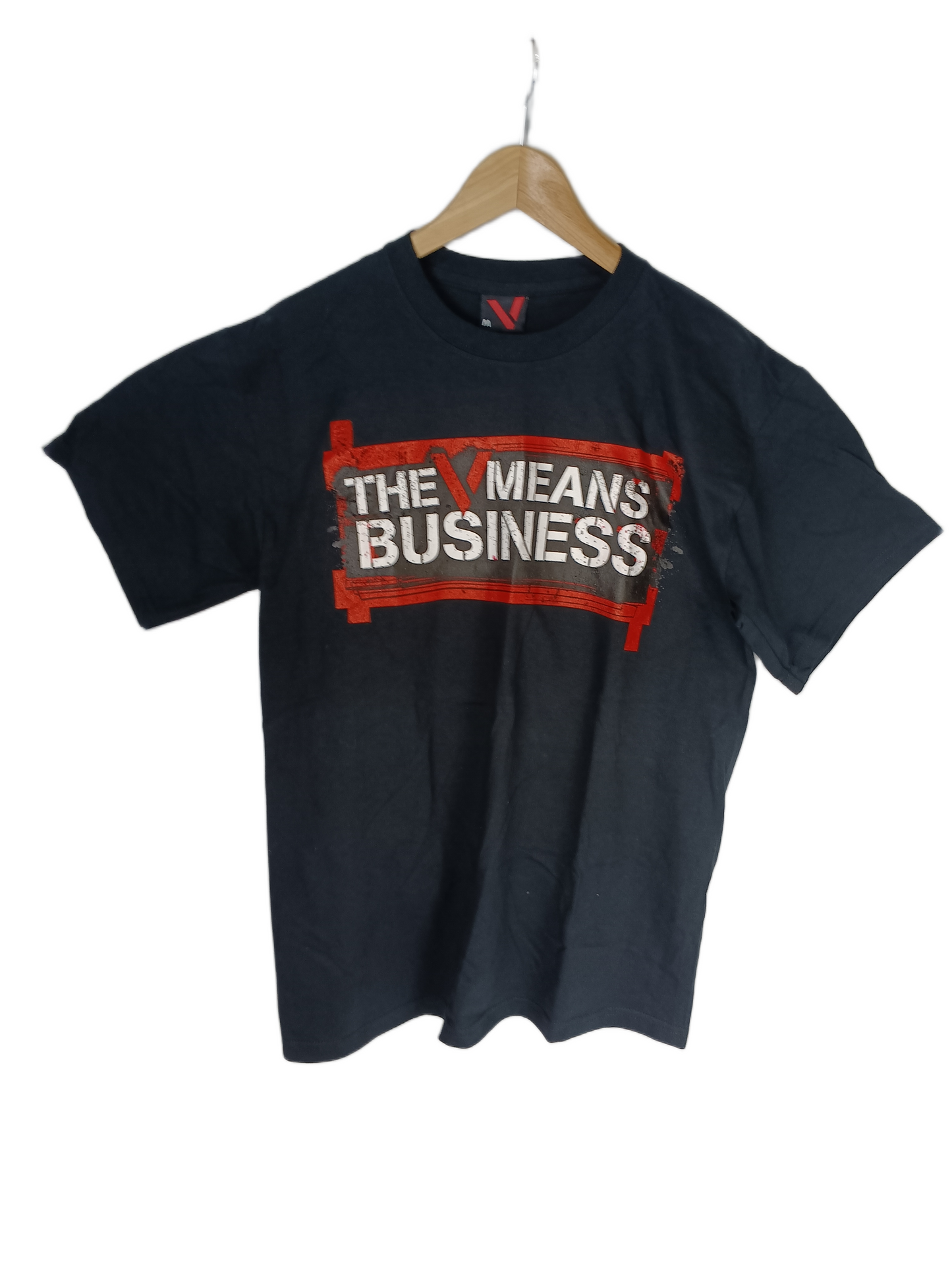 Venture The V Means Business Black Red White Mens Size M S/s Vintage Shirt