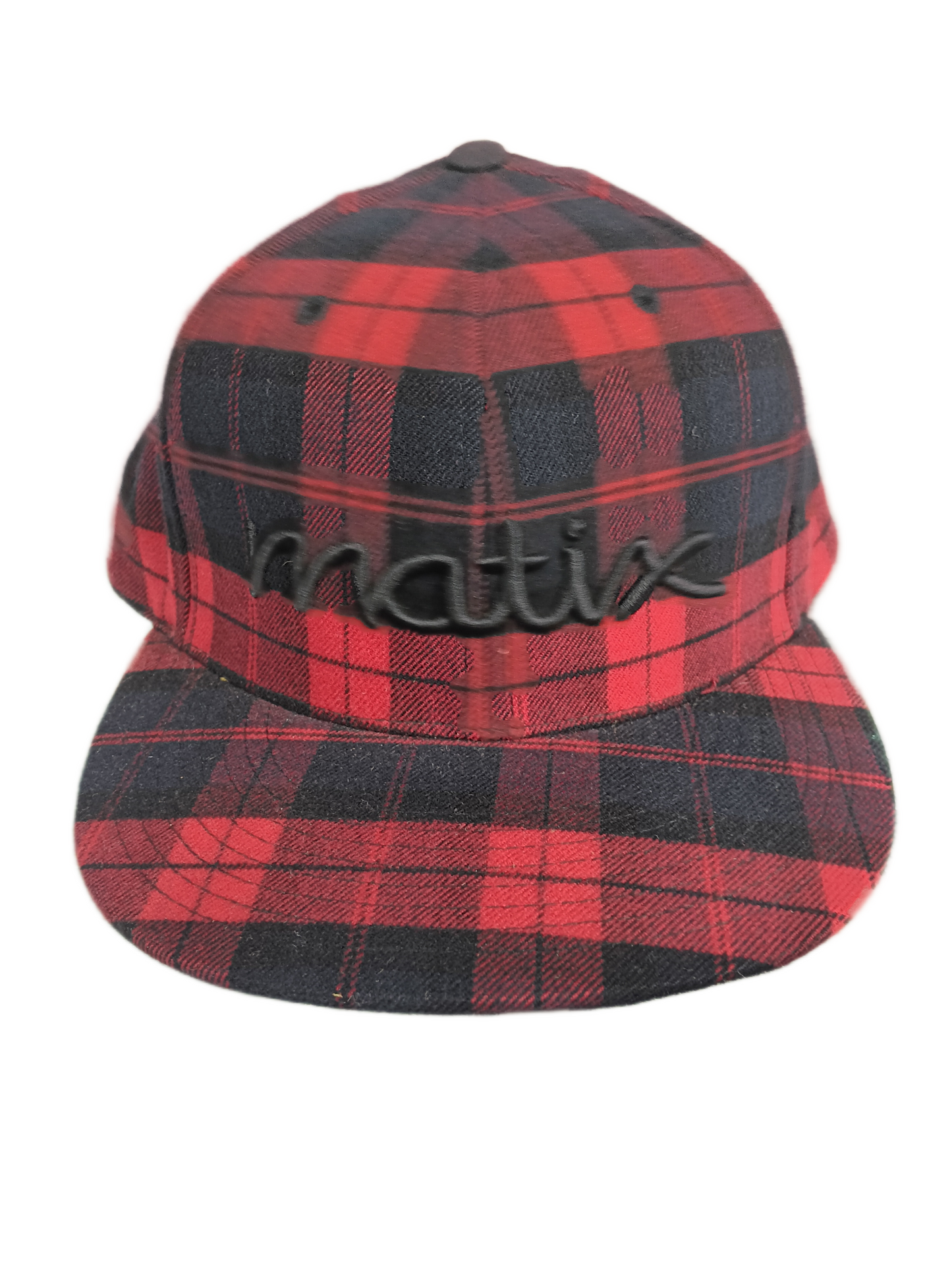 Matix Lumberjack Plaid All Over Felt Black Red One Size Fits All Vintage Snapback Hat