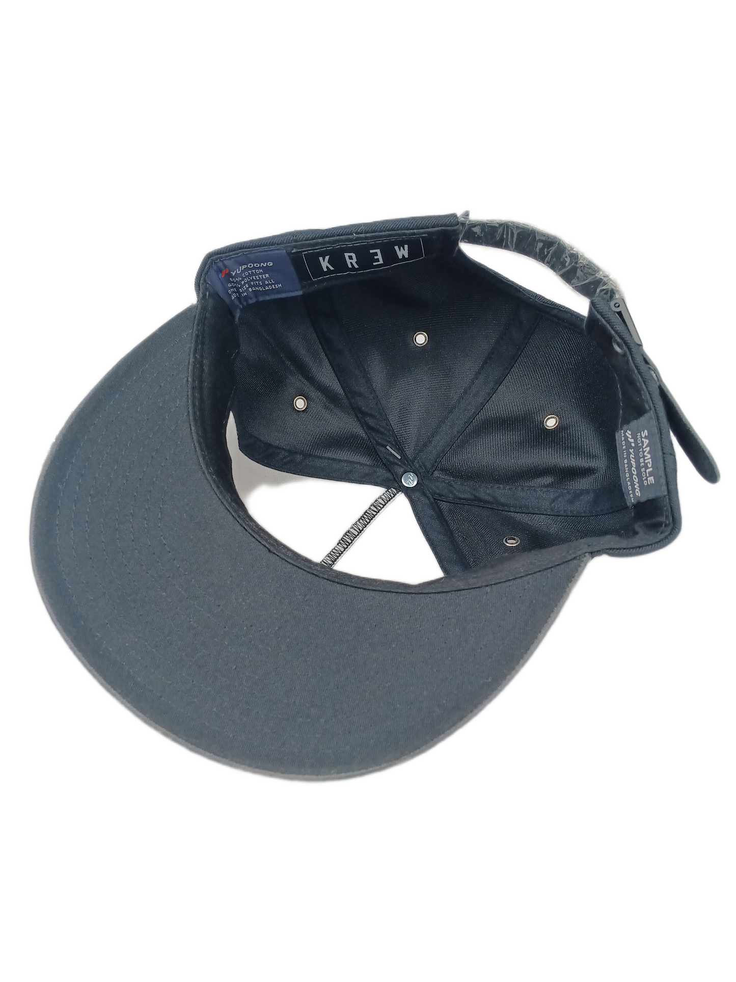 Krew Kr3w Lines Logo Black Leather Front & Brim One Size Fits All Vintage Leather Strapback Hat