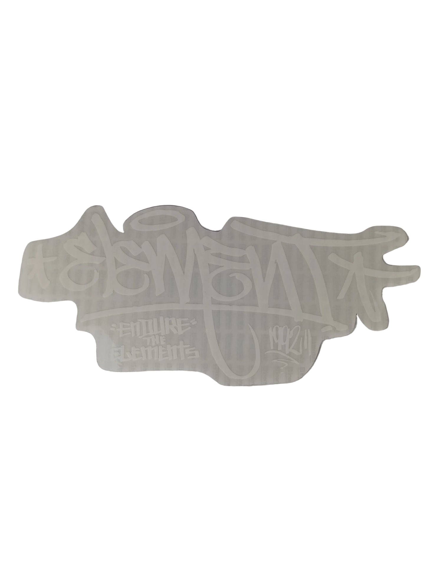 Element "Endure The Elements" Muska Graffiti Handstyle Signature Clear White 12" X 5.25" Large Vintage NOS Sticker 2000