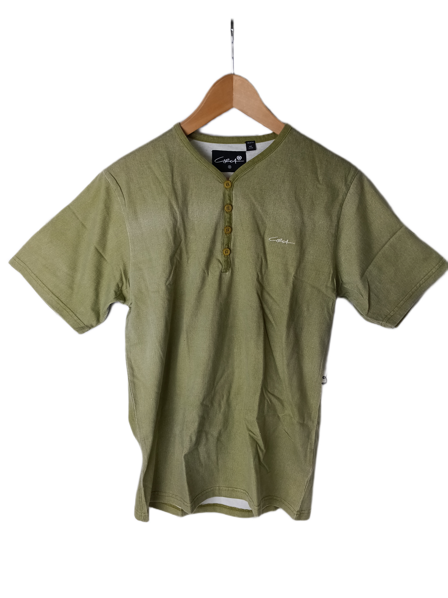 Circa C1rca Apparel Pinball Henley Olive Size M S/s Button Up Vintage Shirt
