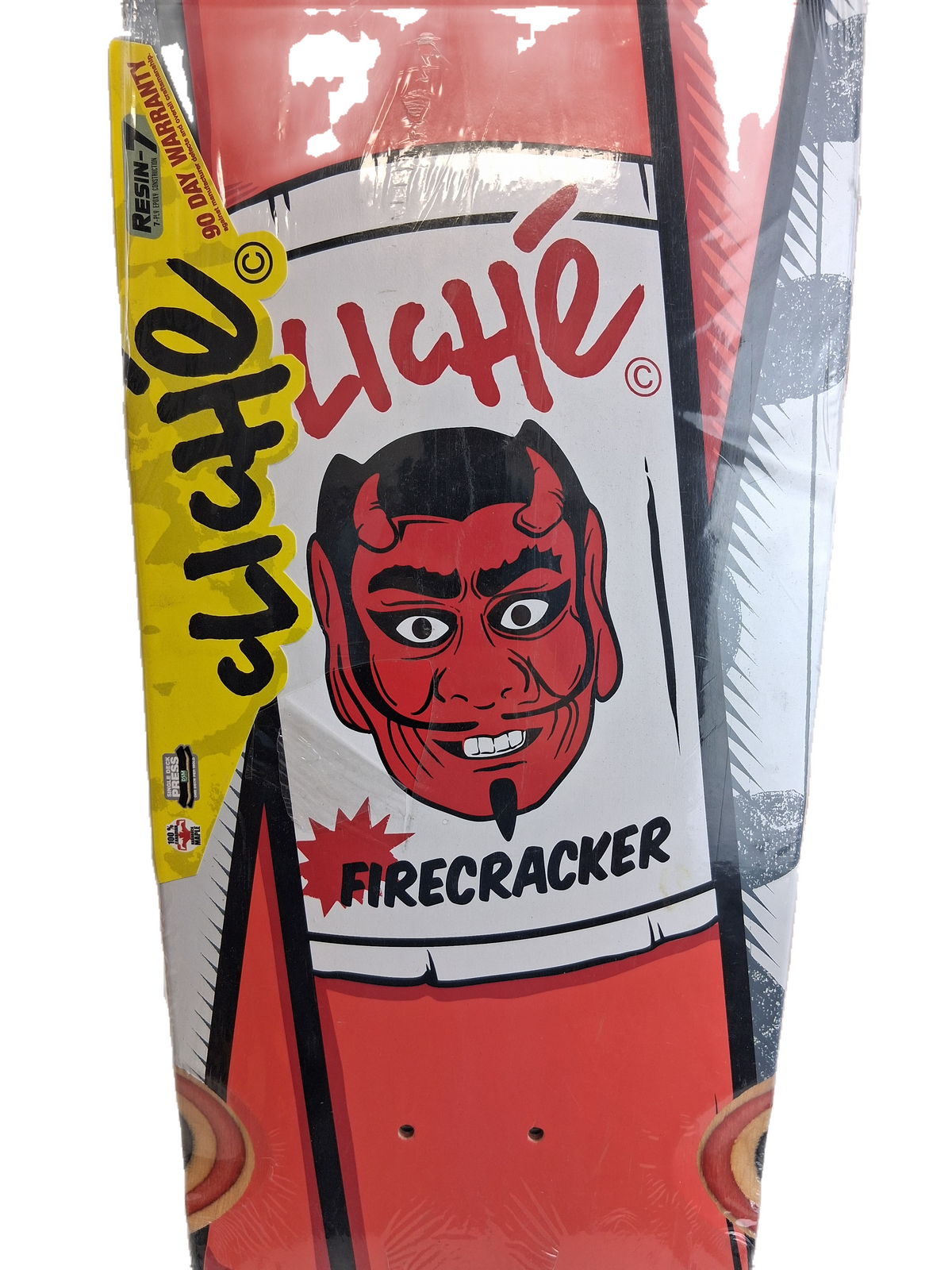 Cliché Firecracker Cruiser Red White Grey Size 8.5" Vintage NOS Shaped Cruiser Deck
