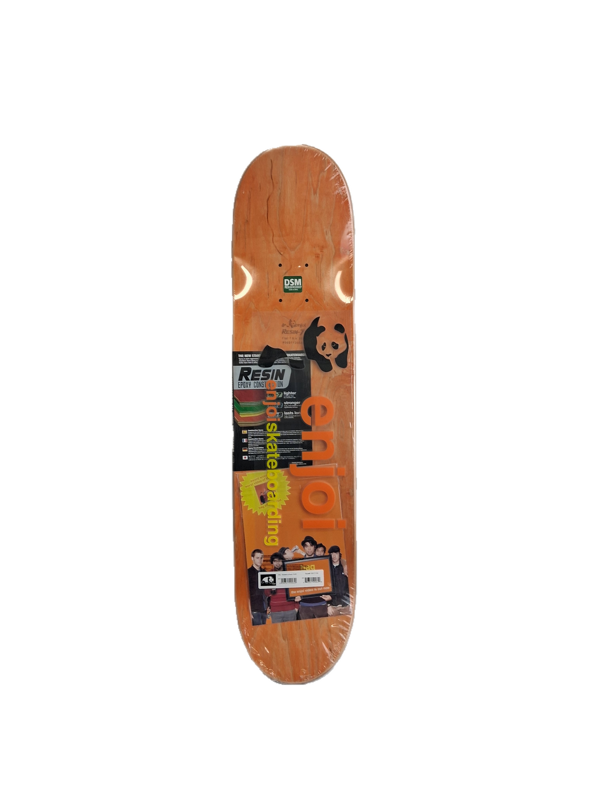 Enjoi Bag Of Suck Video Stickers Of Suck Natural Woodgrain Black Multi Size 7.6" Vintage NOS Deck 2006