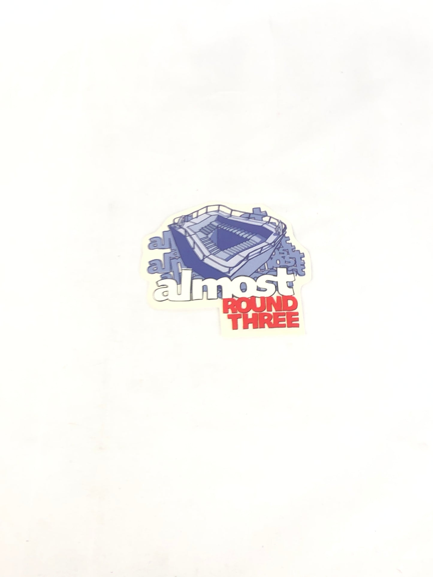 Almost Skateboards Round Three Clear Red Blue 4.5" x 4" Sticker