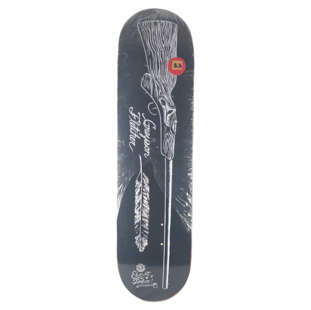 Element Greyson Fletcher Rifle Graphic Black/White Size 8.3" Vintage NOS Deck