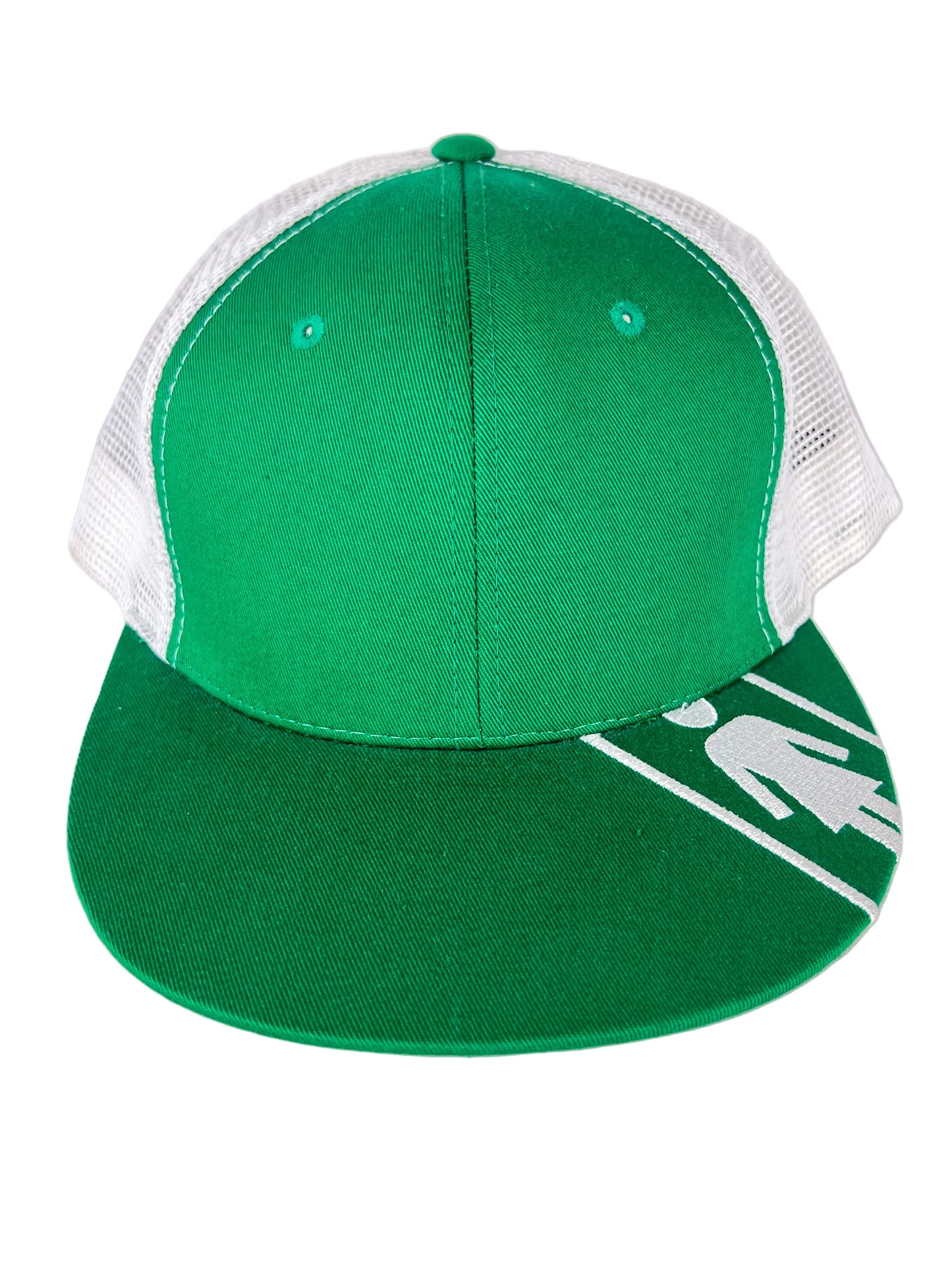 Girl Girl Logo On Bill Kelly Green Silver White One Size Fits All Vintage Snapback Mesh Trucker Hat