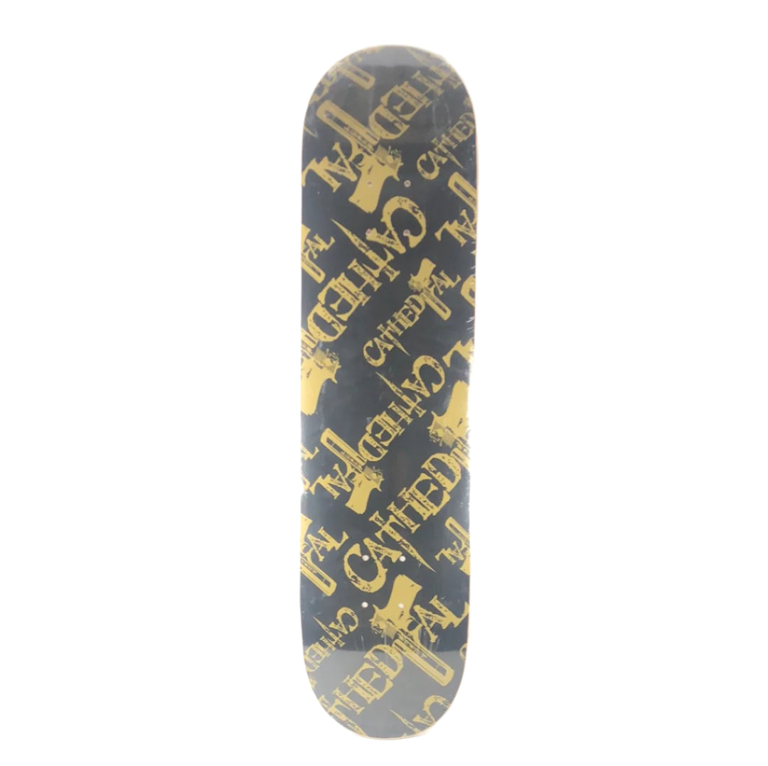 Cathedral Knife And Gun Font Black Gold 7.8" Skateboard Deck