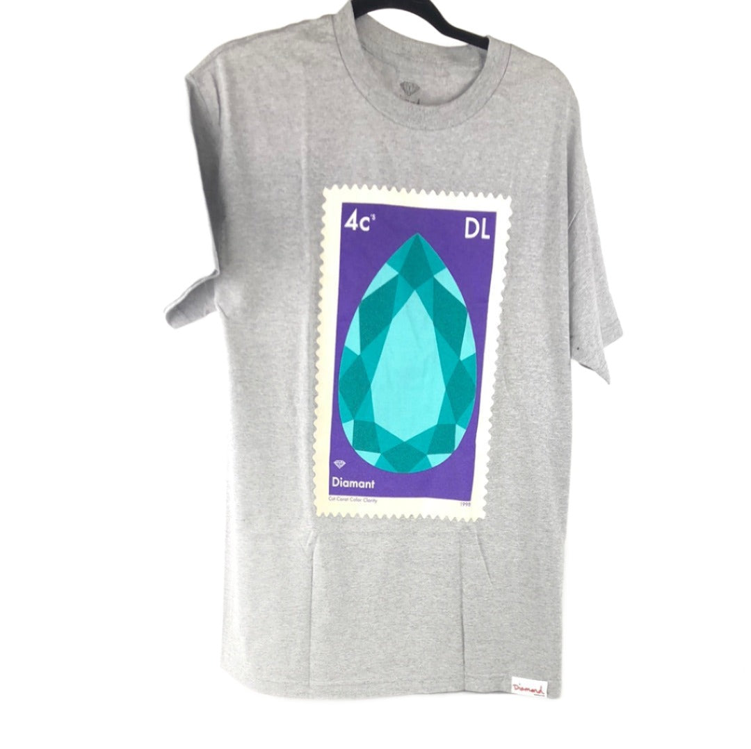 Diamond Chest logo Grey Purple Size L S/s Shirt