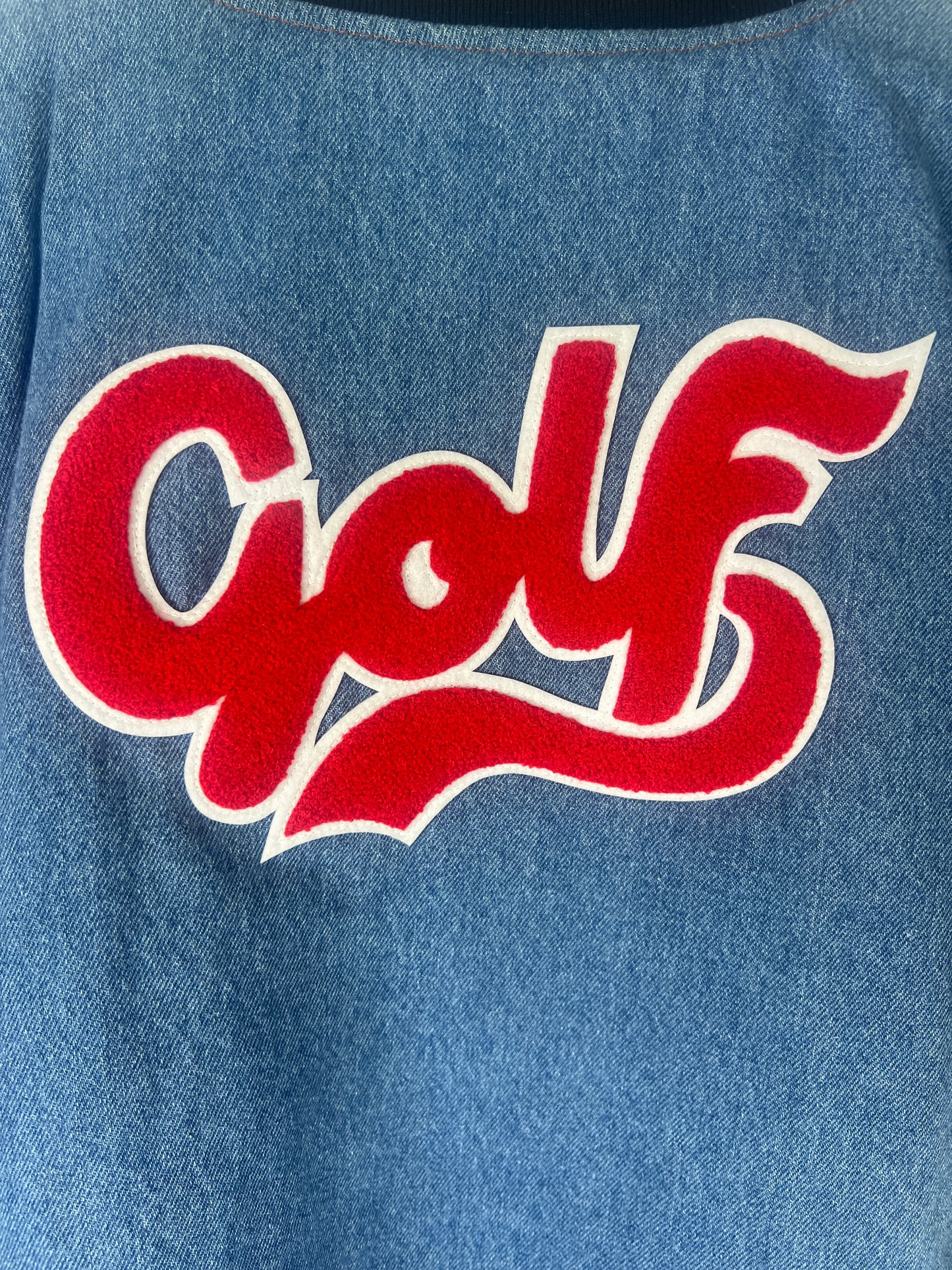 GOLF WANG Denim Button Up Size L Vintage L/s Varisty Jacket