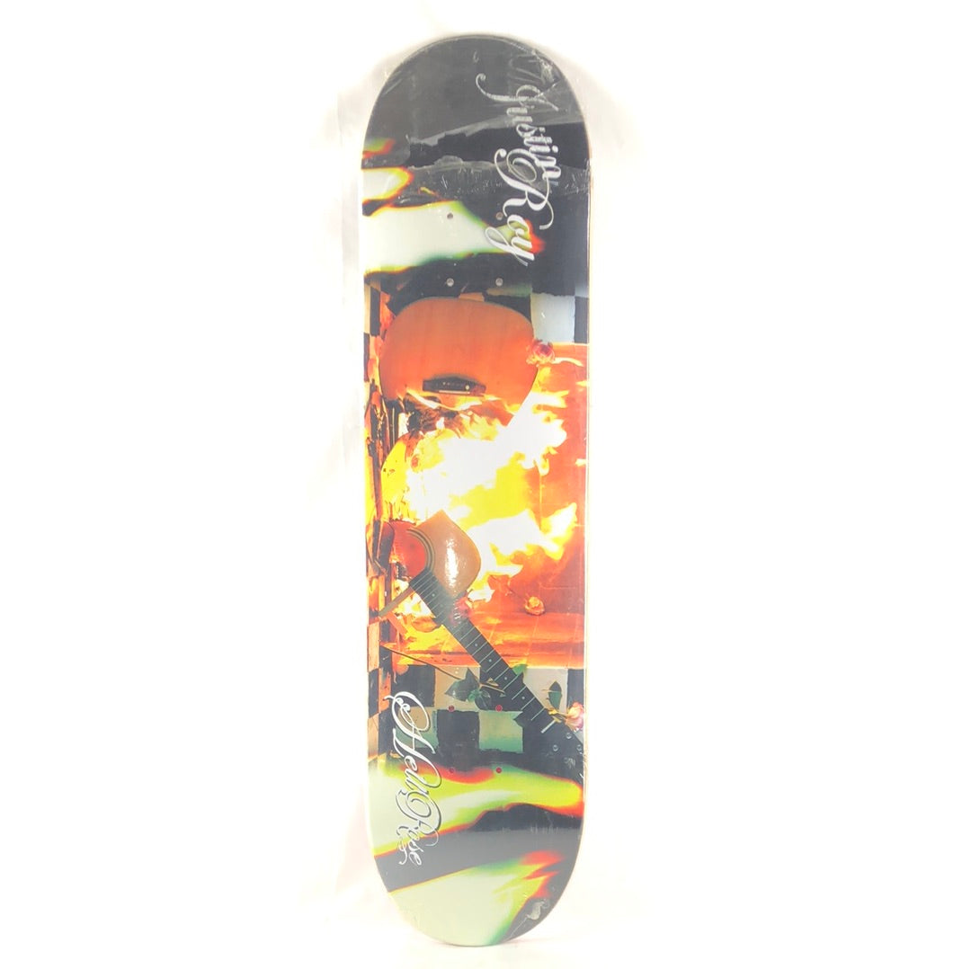 Hellrose Justin Roy Burning guitar picture Black Size 7.75" Skateboard Deck