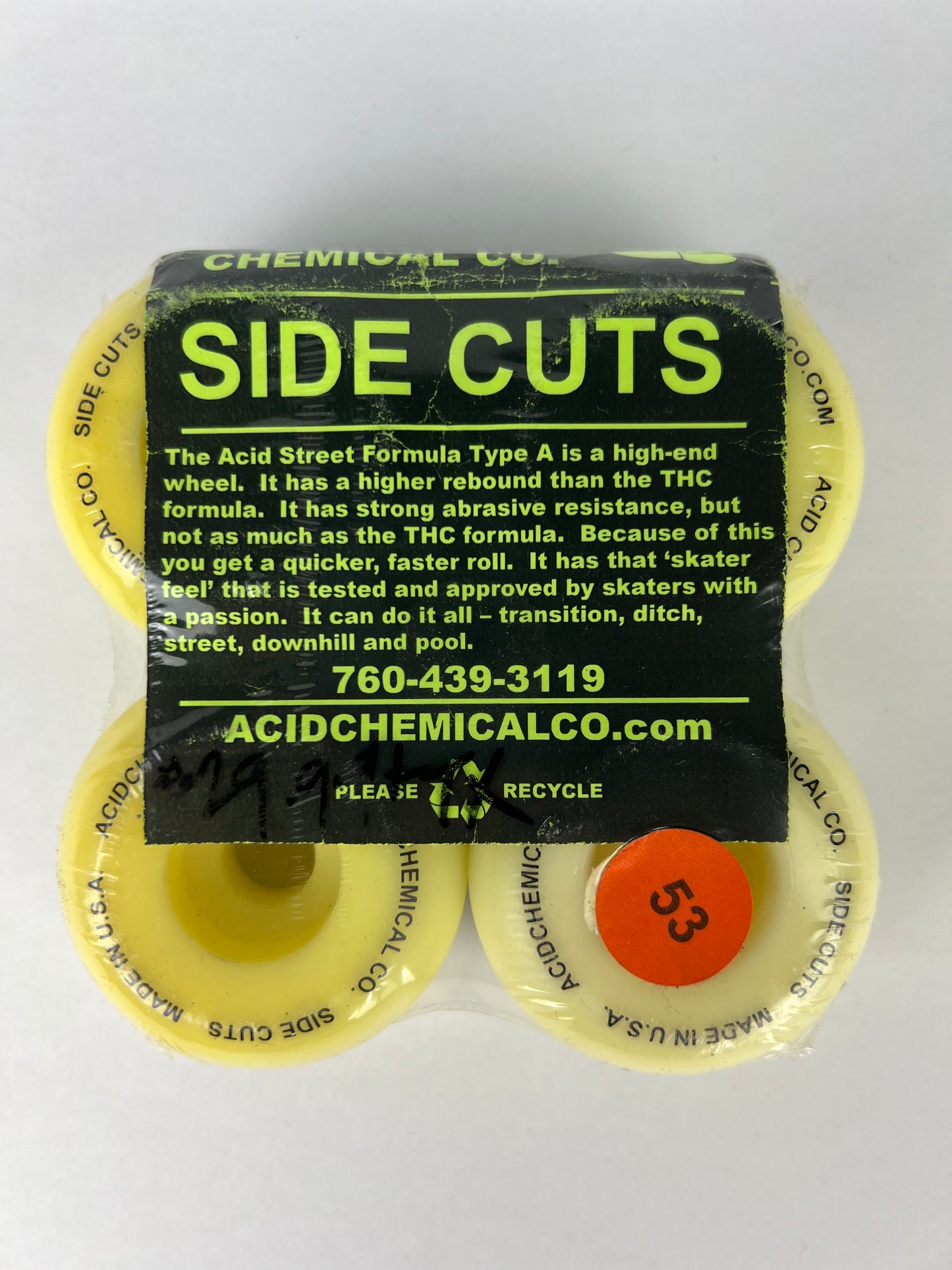 Acid Chemical Co.Side Cuts Acid Drip Made In The USA Green White Black Size 53MM Vintage NOS Wheels