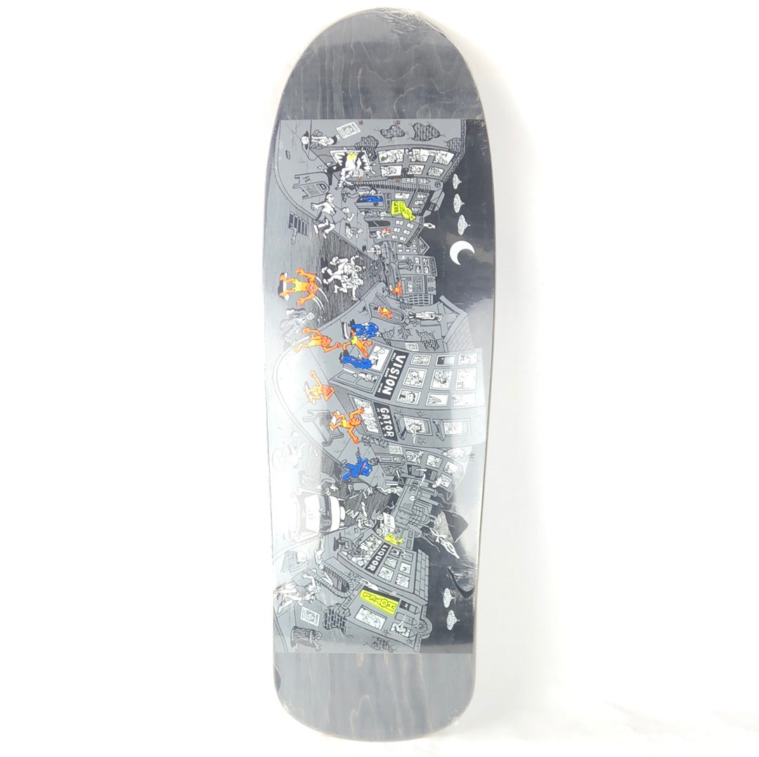 Vision Gator Mark Rogowski Street Scene 25th Anniversary Black/Grey/White 10" Shaped Skateboard Deck 2002