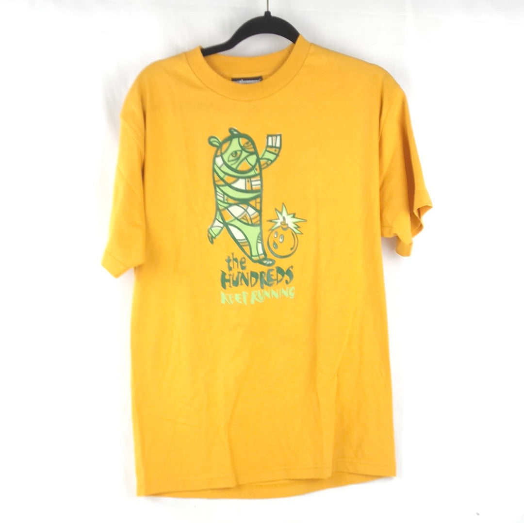 The Hundreds Keep Running Chest Logo Yellow Green Size M S/s Shirt