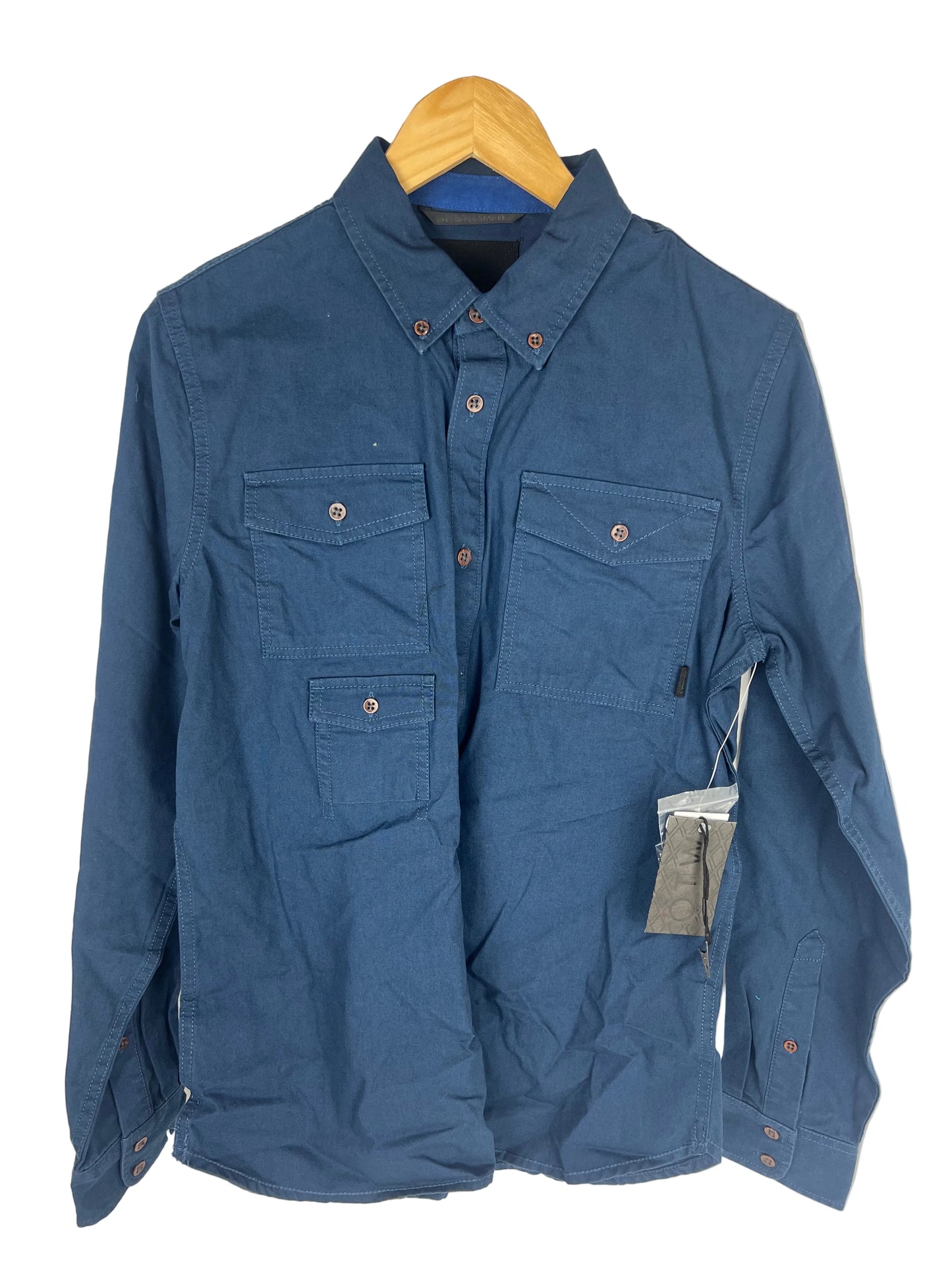 Vans OTW Off The Wall Collection Prescott Blue Size S L/s Vintage Button Up Woven Pockets Shirt