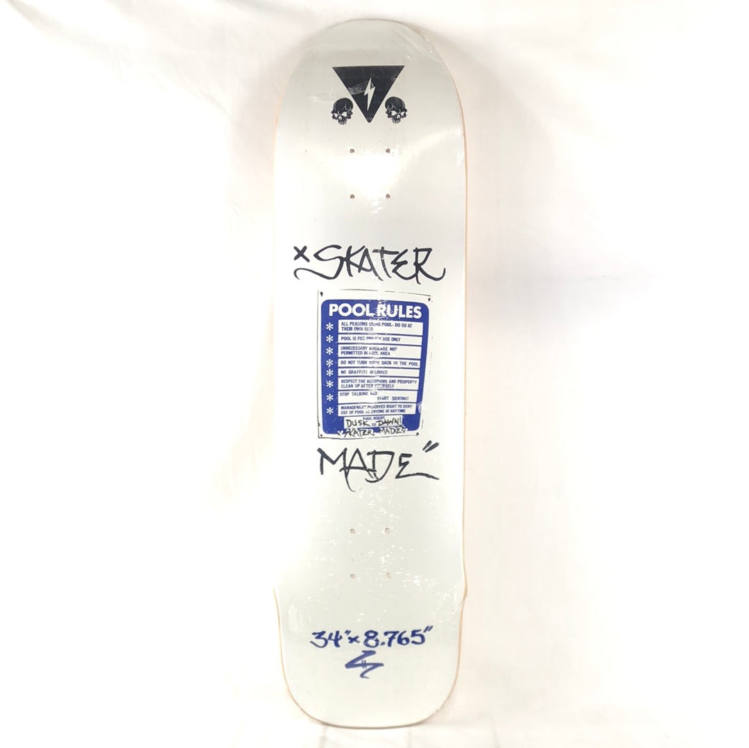 Skater Made Pool Rules White/Blue 8.675'' Skateboard Deck