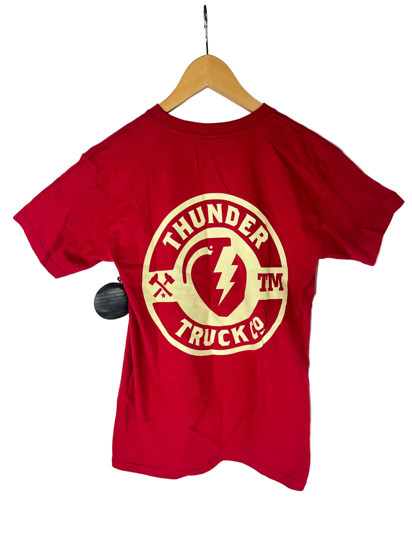 Thunder Red Cream Large Back & Front Print Size S S/s Vintage Shirt