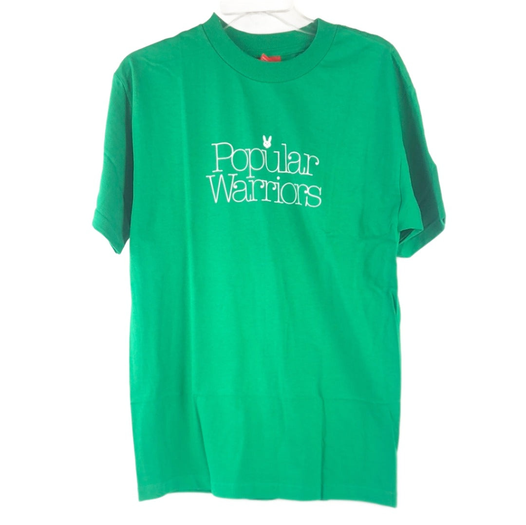 Pop War Popular Warriors Chest Logo Green White Size M S/s Shirt