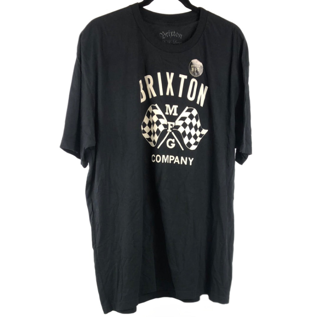Brixton Checker Flags Chest Logo Black White Size XXL S/s Shirt