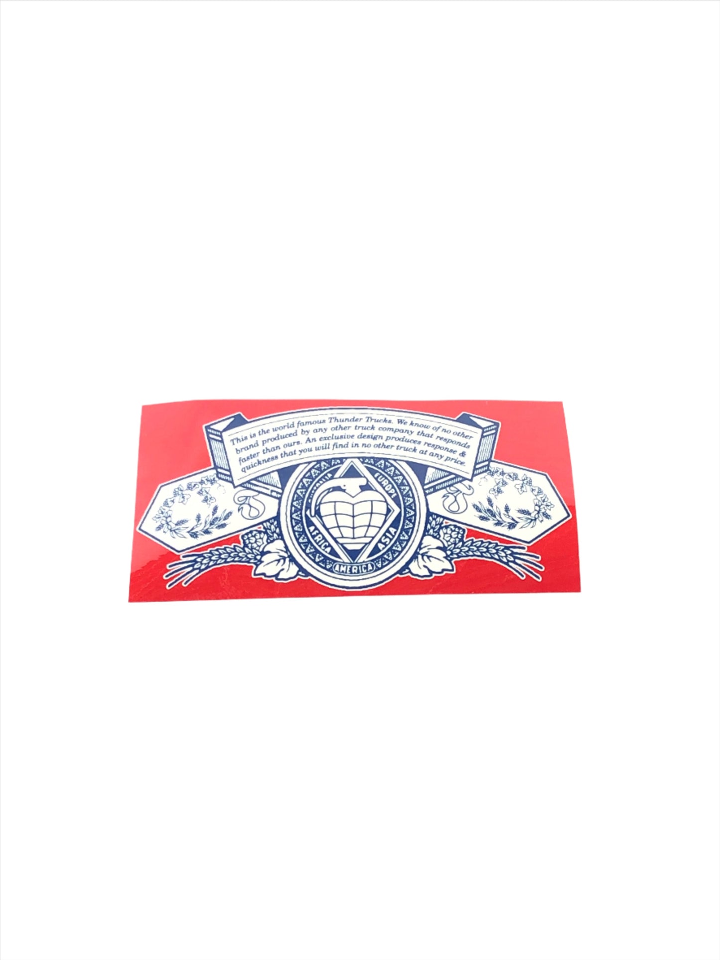 Thunder Trucks World Famous Red Blue 3.75" x 7.5" Sticker