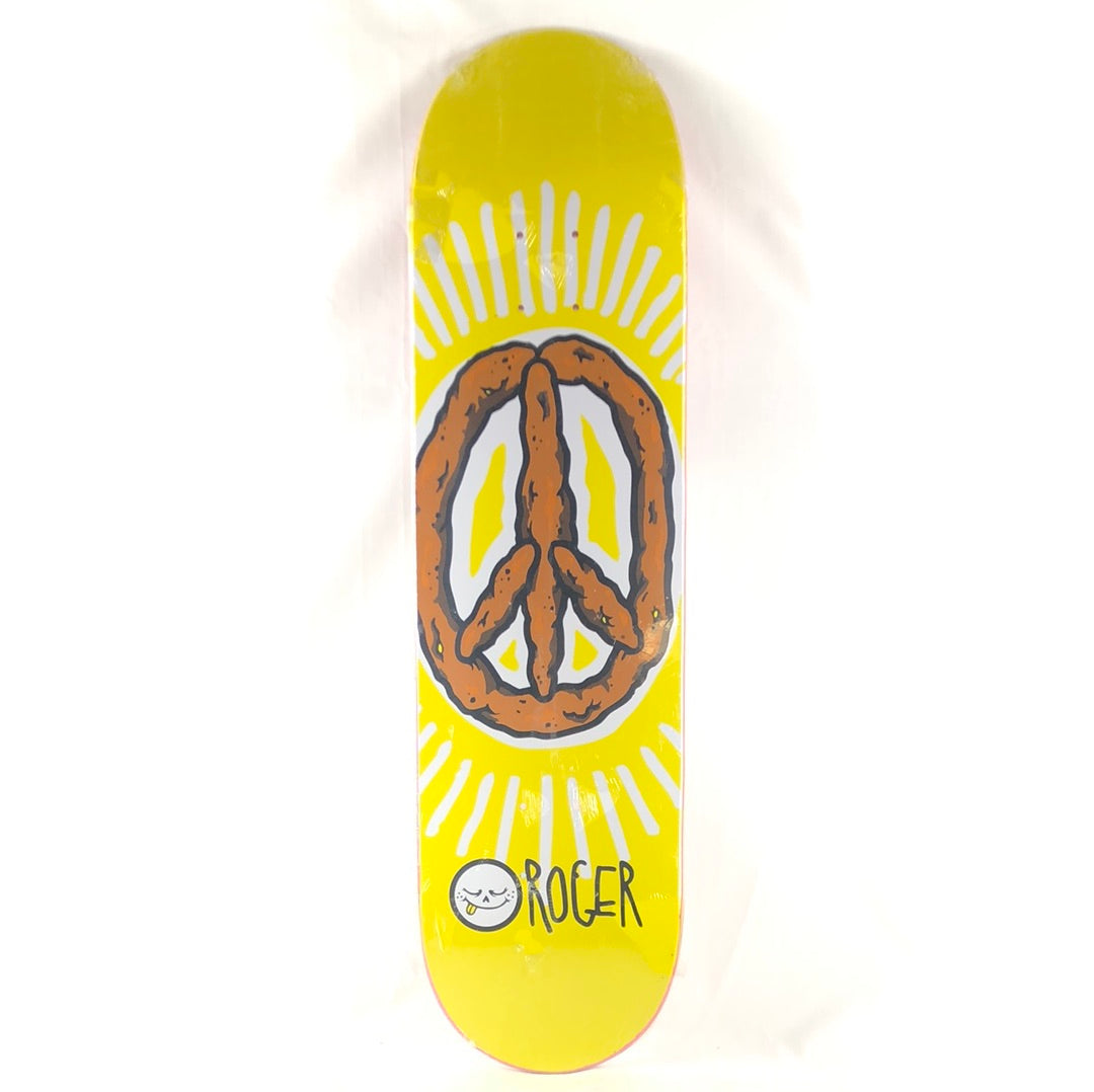 Roger "Peace of Shit" Graphic Yellow/White/Brown/Black Size 8.25" Skateboard Deck