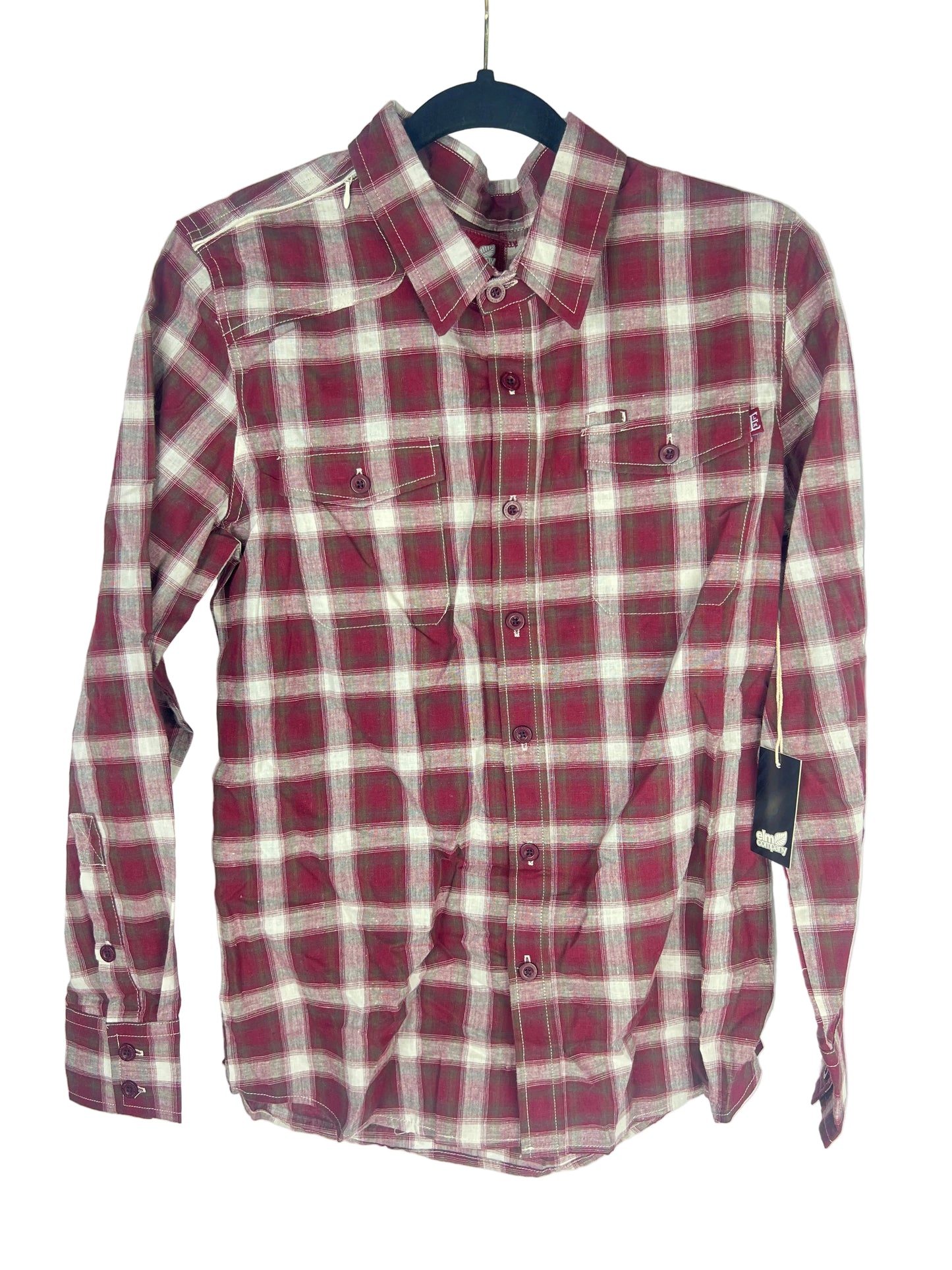 ELM Elm Company Red Plaid Size S L/s Vintage Button Up Shirt