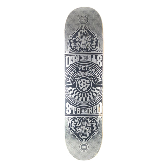 Stereo Clint Peterson Obey Records Graphic Black Silver Size 8" Vintage NOS Deck
