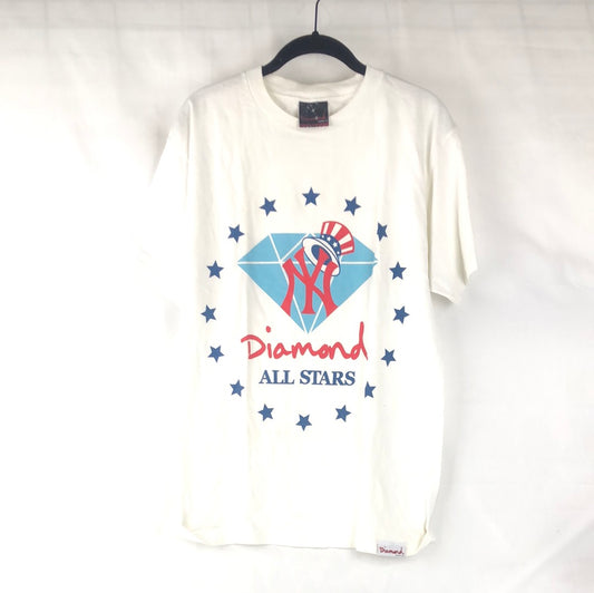 Diamond Chest Logo White Red Blue Size M S/s Shirt