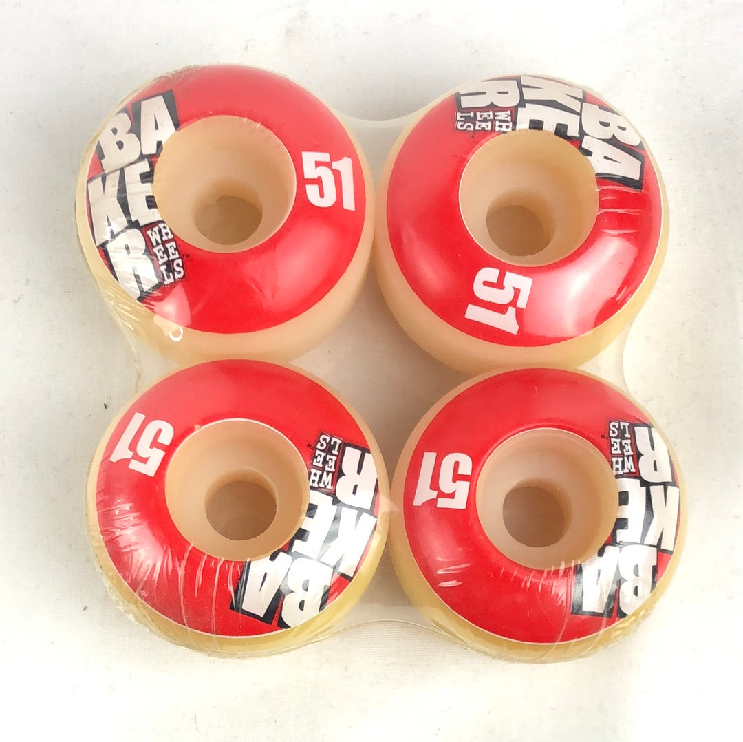 Baker Logo Red White Black 51mm NOS Skateboard Wheels