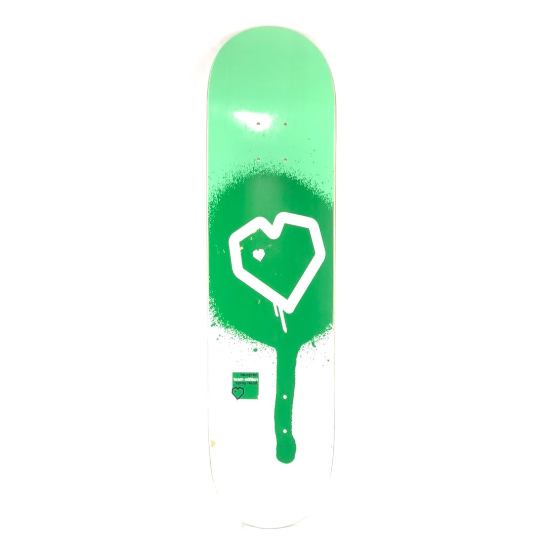 Blueprint Team Edition Spray Heart White/Green Size 7.75 Skateboard Deck