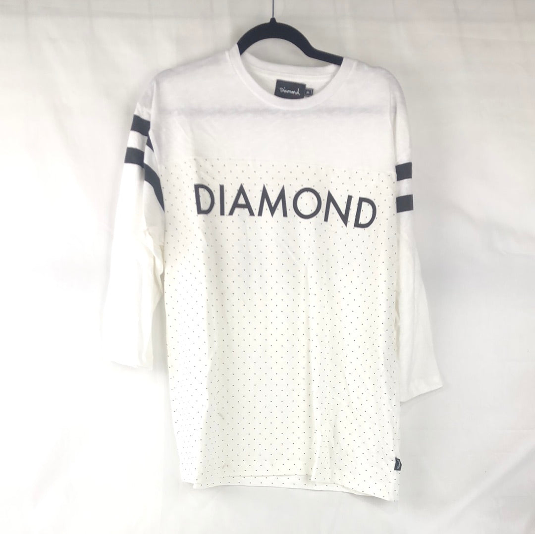 Diamond Chest Logo Poke A Dot White Black Size M Baseball T Shirt