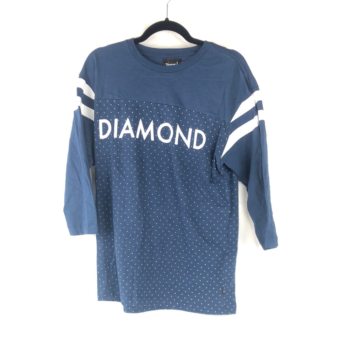 Diamond Chest Logo Poke A Dot Navy White Size M Baseball T Shirt
