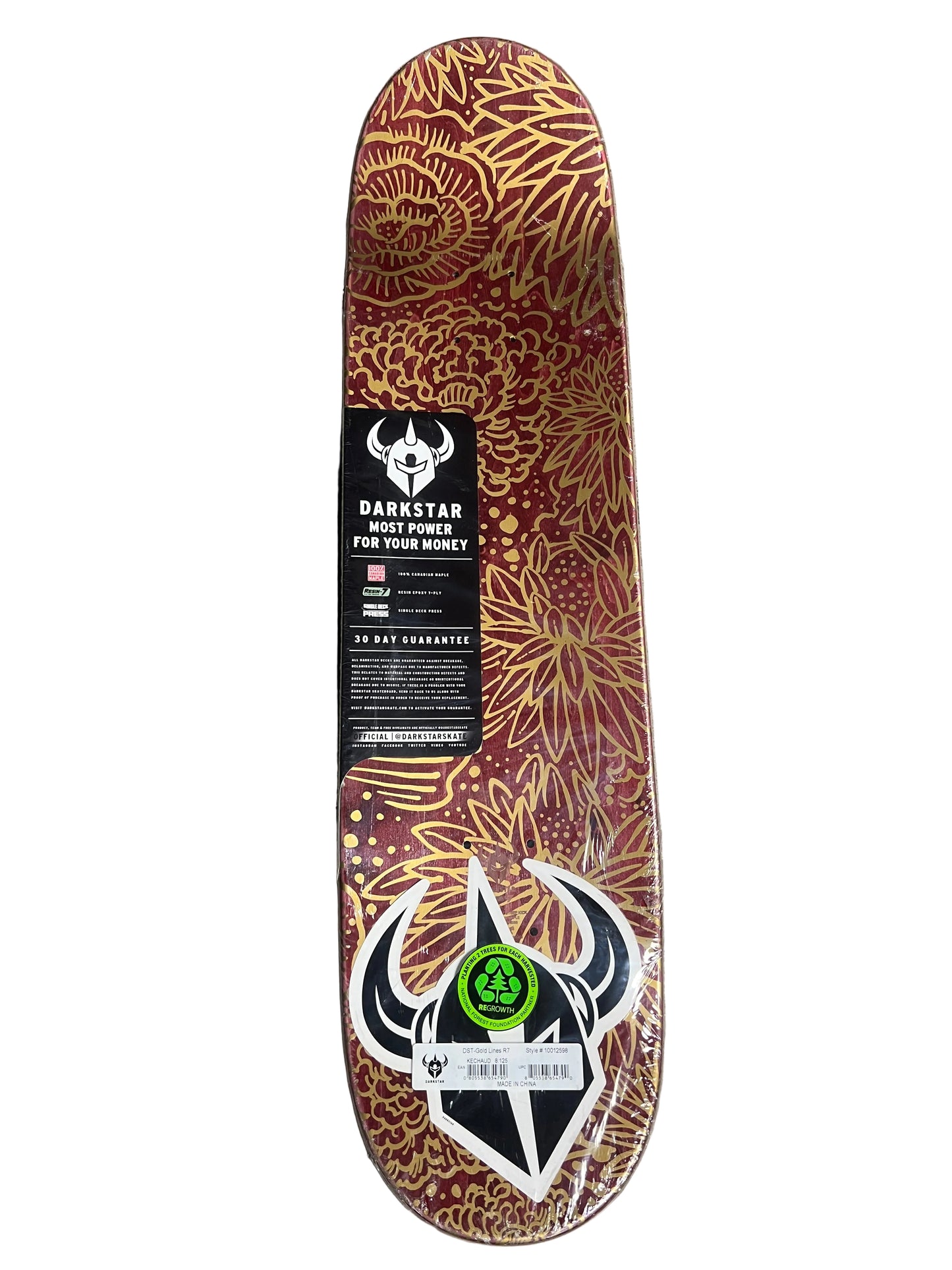 Darkstar Ke'Chaud Johnson Gold Lines Resin-7 Construction Size 8.125" Vintage NOS Deck